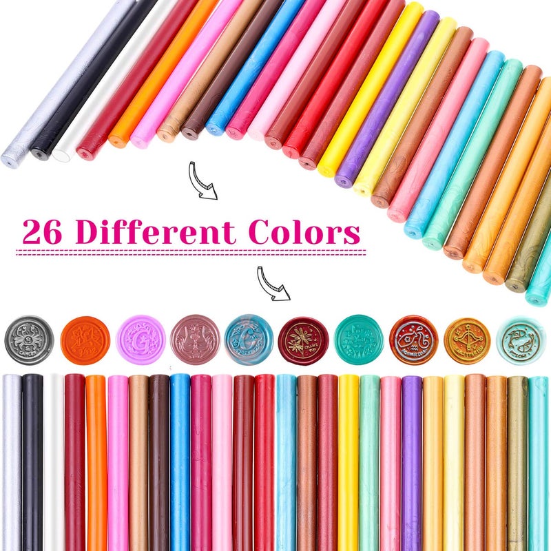 Paxcoo 26pcs Wax Seal Sticks for Stamps, Letters and Crafts - Glue Gun Sealing Wax (Assorted Colors) - Image 2